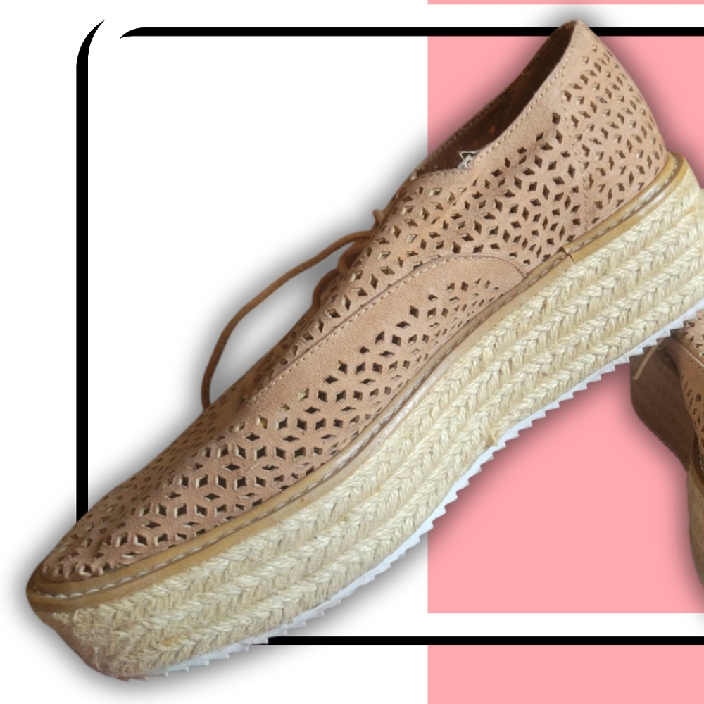 Stradivarius Cream Espadrille Platform Shoes